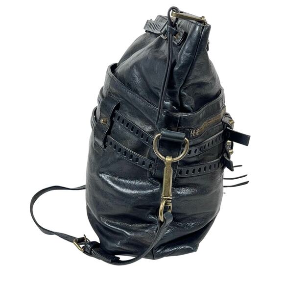 Joelle Hawkens Victory Folder Shoulder Bag Purse Black Leather Convertible - Picture 2 of 15